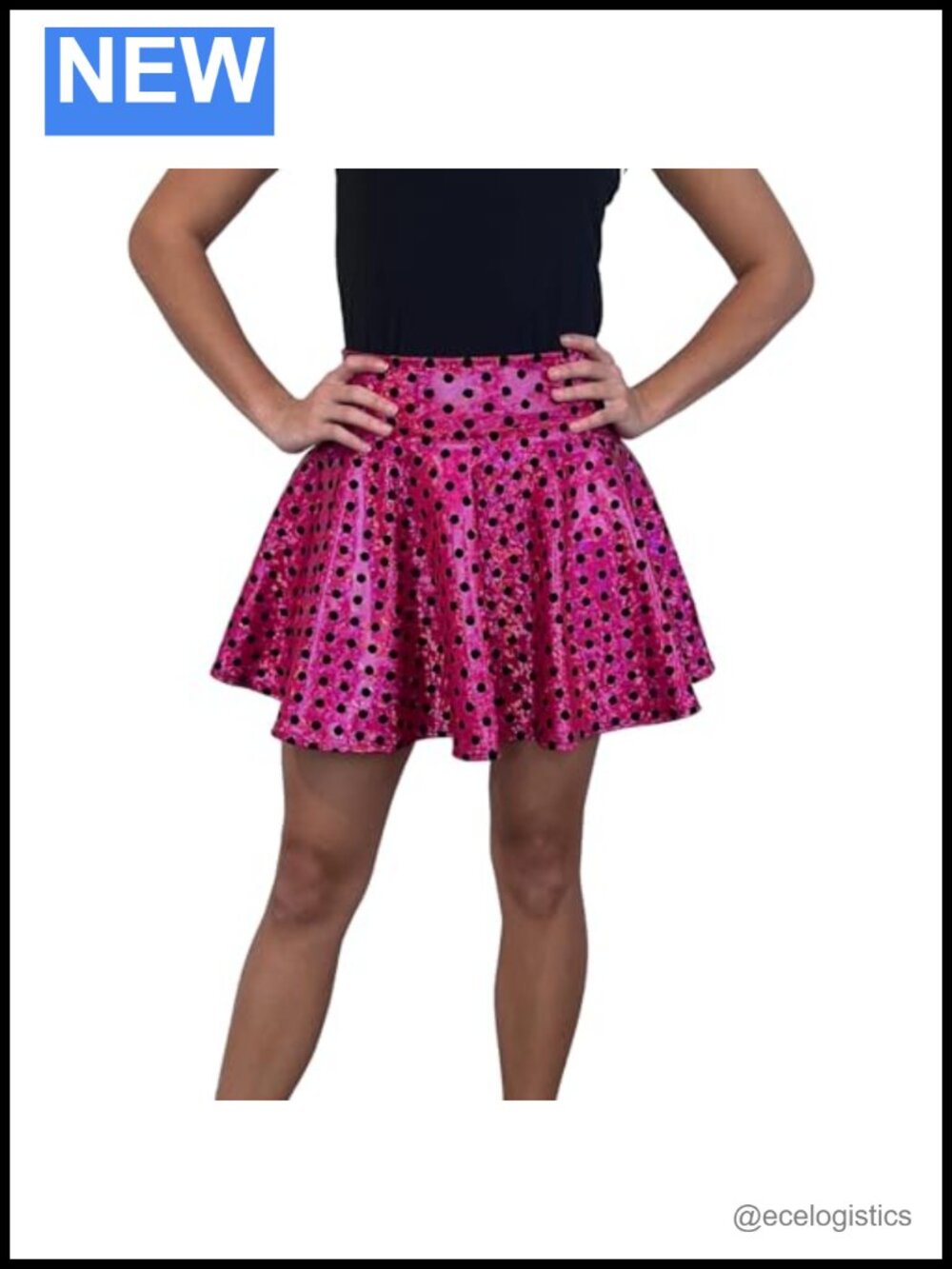 Holographic Polka Dot Circle Skater Skirt Mini Dance Festival Costume